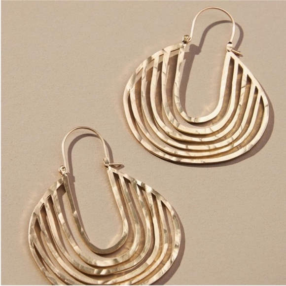 NWOT Anthropologie Gold Hoop Earrings (1063) - Picture 1 of 3